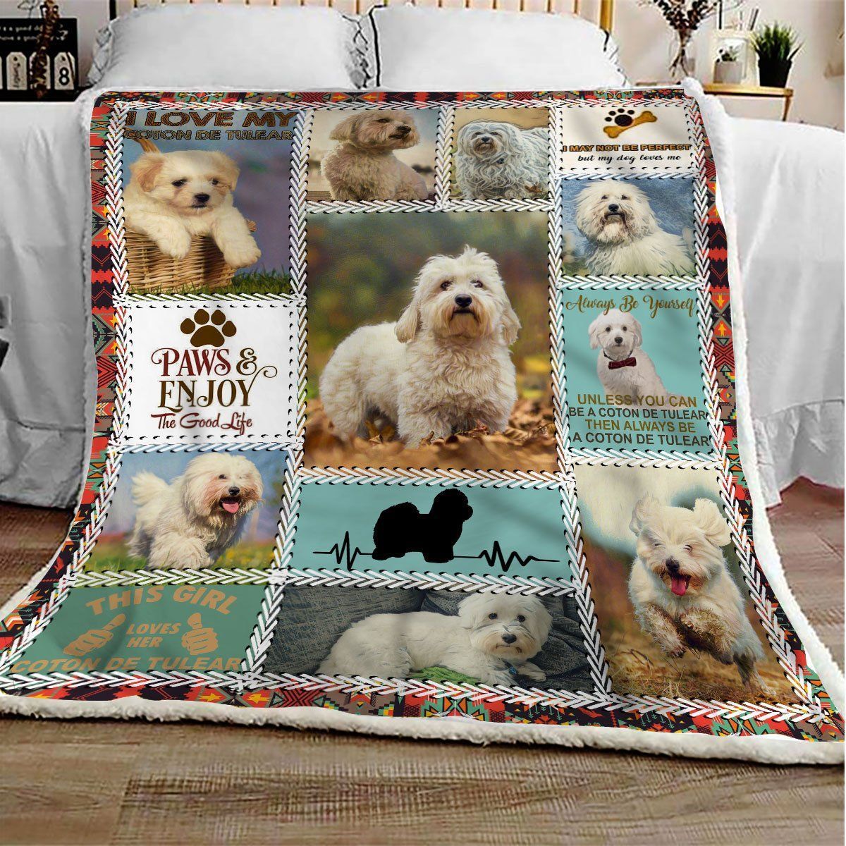 Anatomy Coton De Tulear Sherpa Fleece Blanket