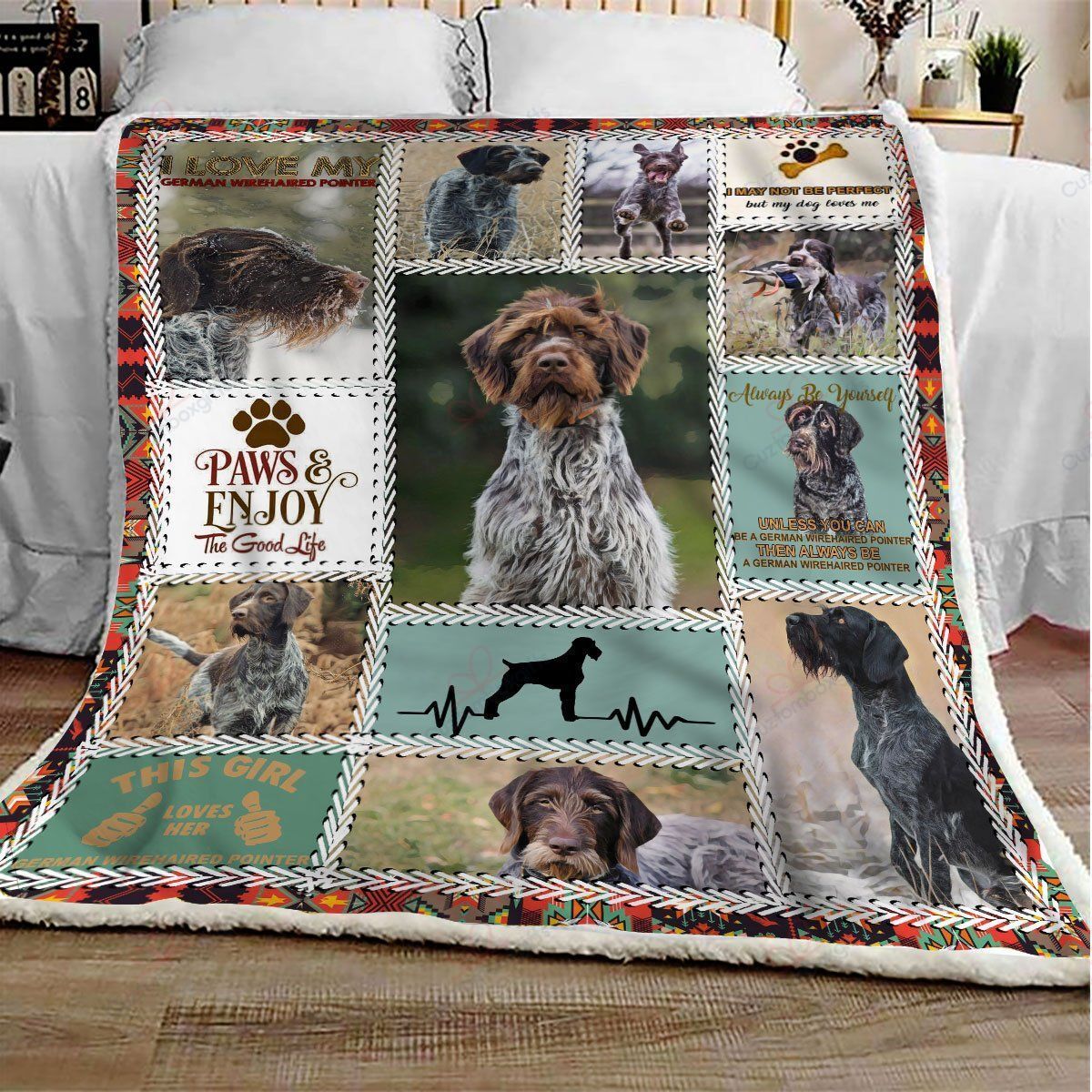 Anatomy German Wirehaired Pointer Sherpa Fleece Blanket
