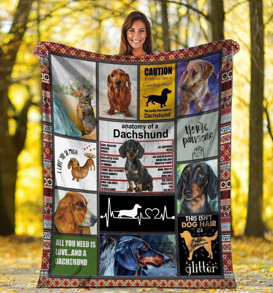 Anatomy Of A Dachshund Doxie Weiner Dog Fleece Blanket