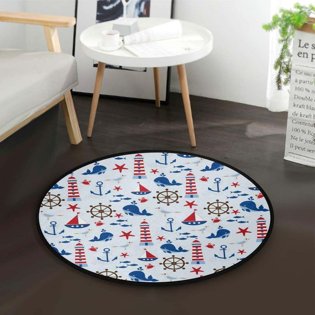 Anchor Lighthouse Round Carpet