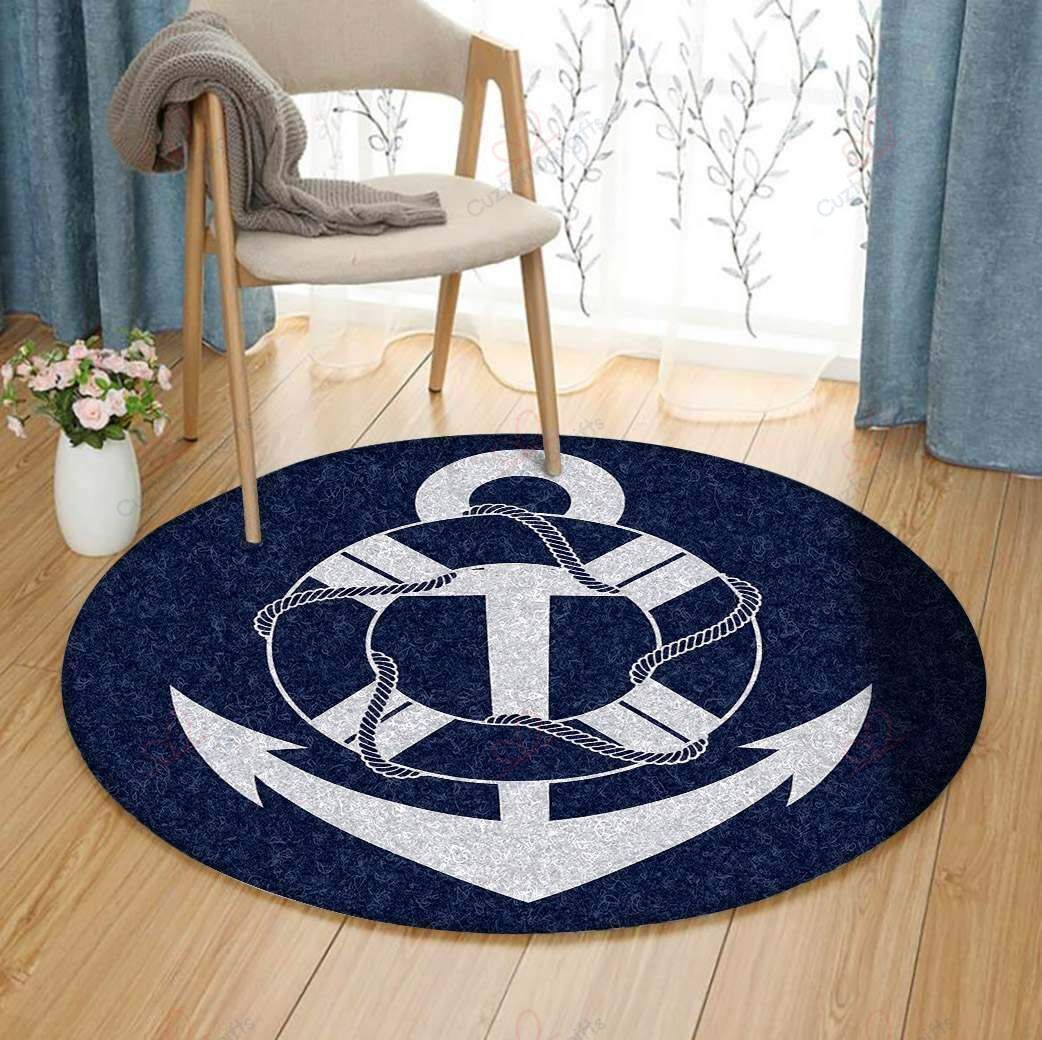 Anchor Pattern Round Carpet