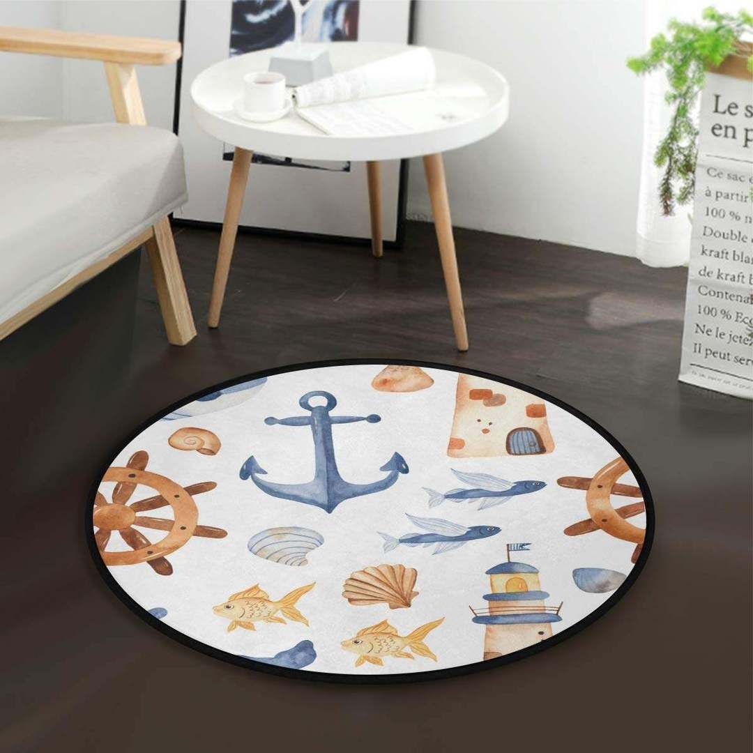 Anchor Seashell Round Carpet