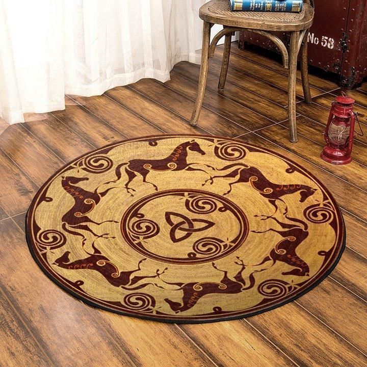 Ancient Celtic Horse Round Carpet