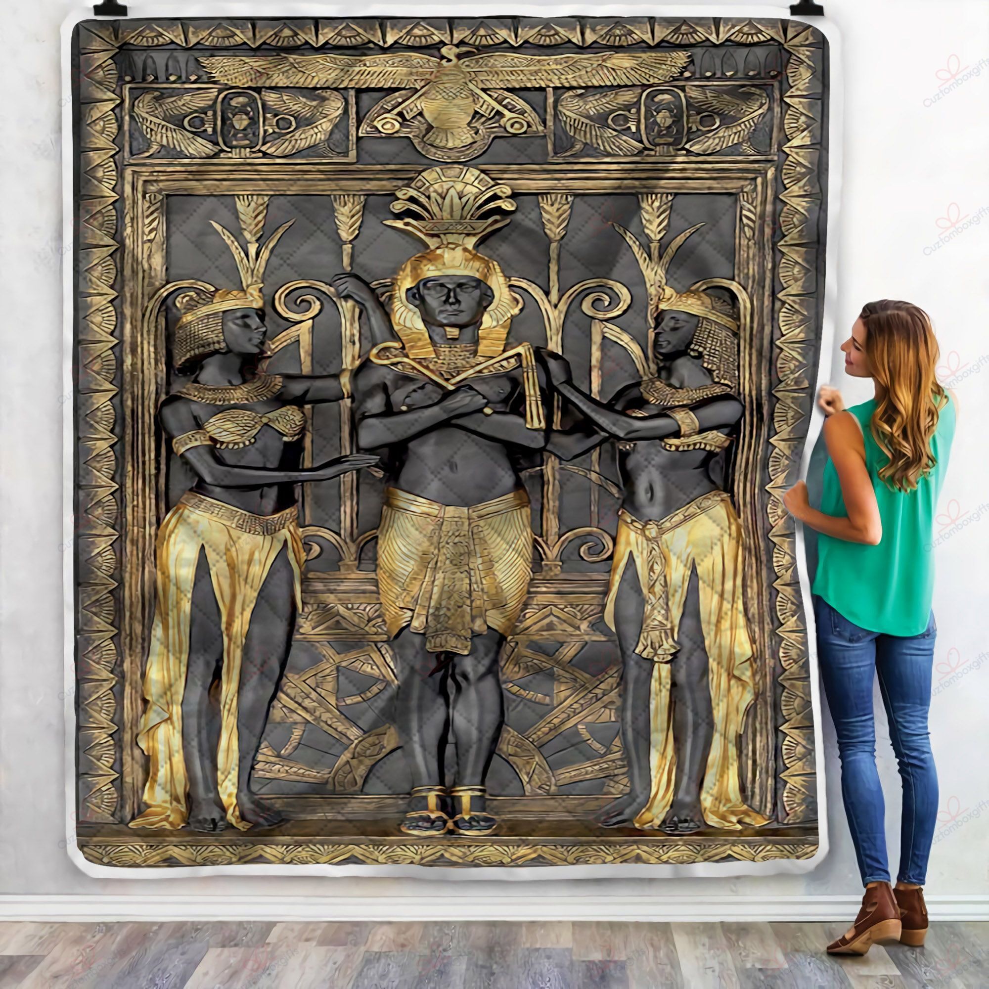 Ancient Egypt Pharaoh Sherpa Fleece Blanket
