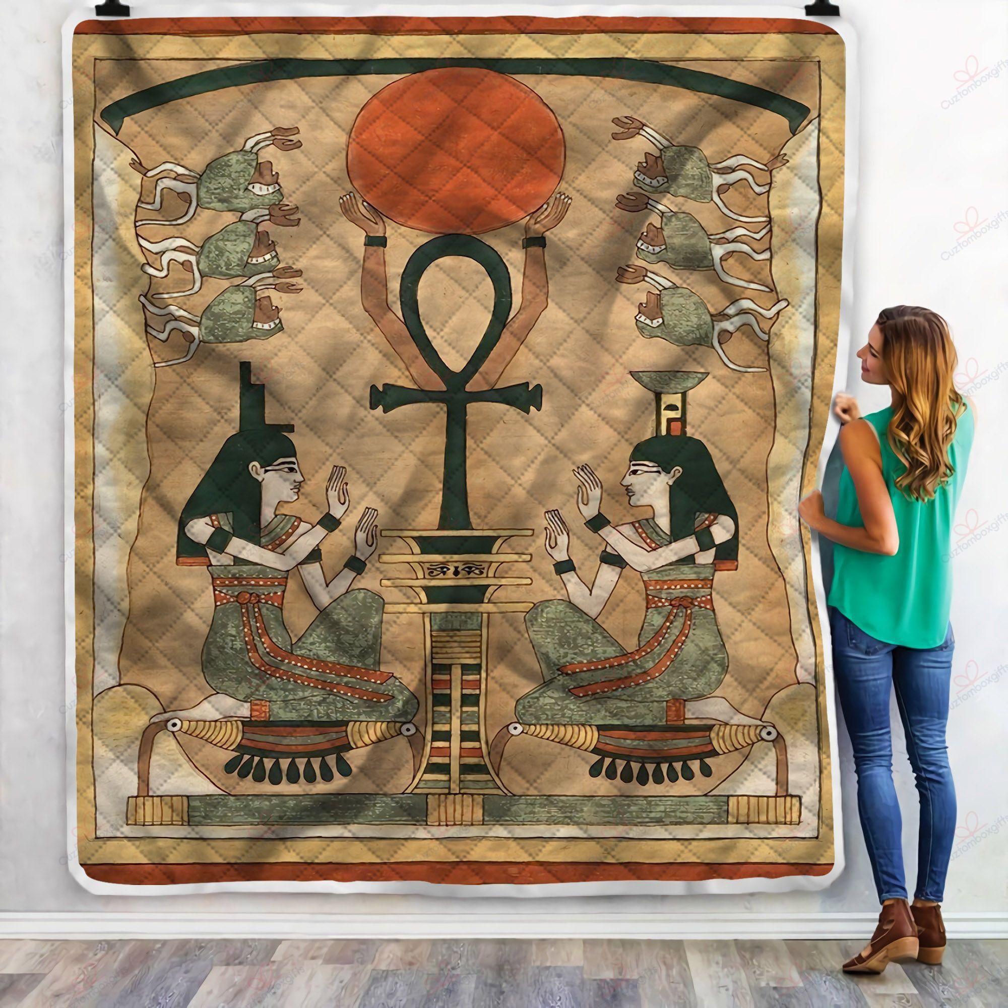 Ancient Egyptian Goddess Sisters Sherpa Fleece Blanket