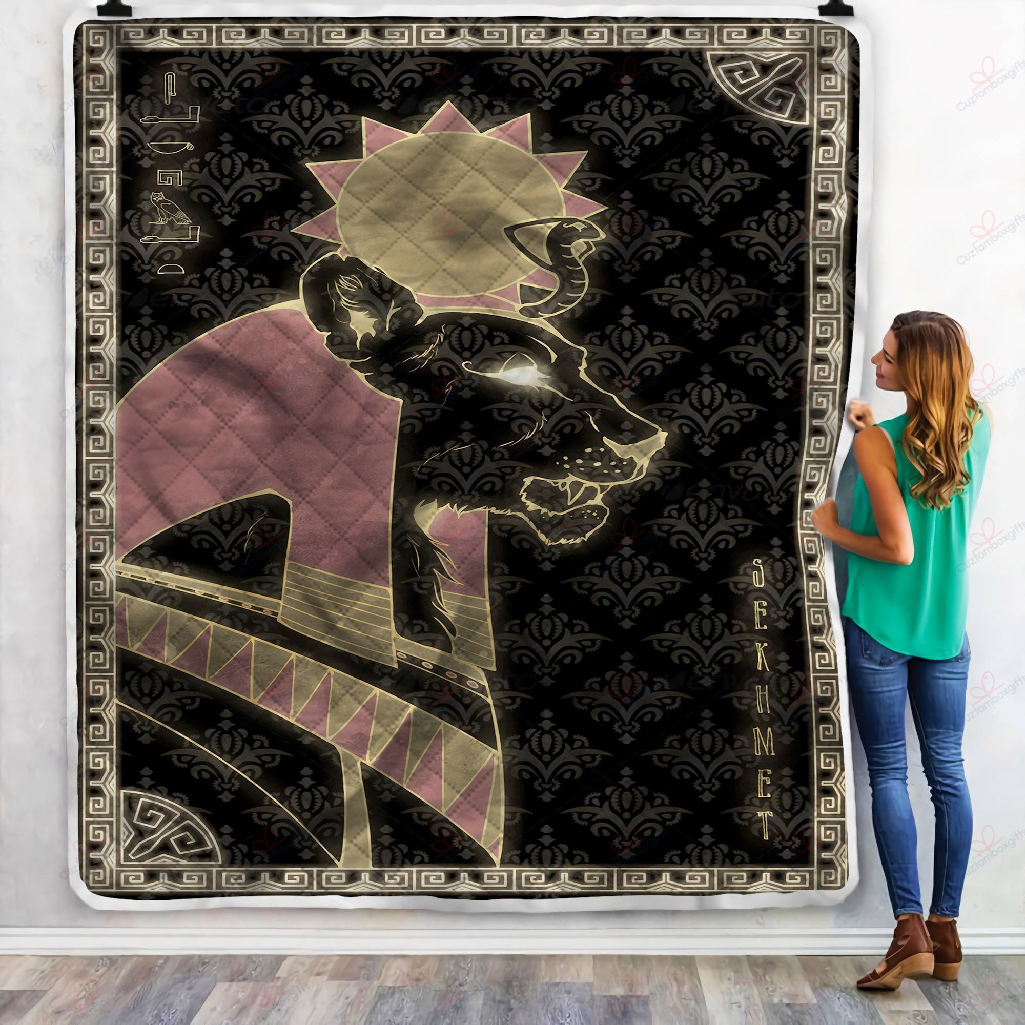 Ancient Egyptian Sekhmet Gods Sherpa Fleece Blanket