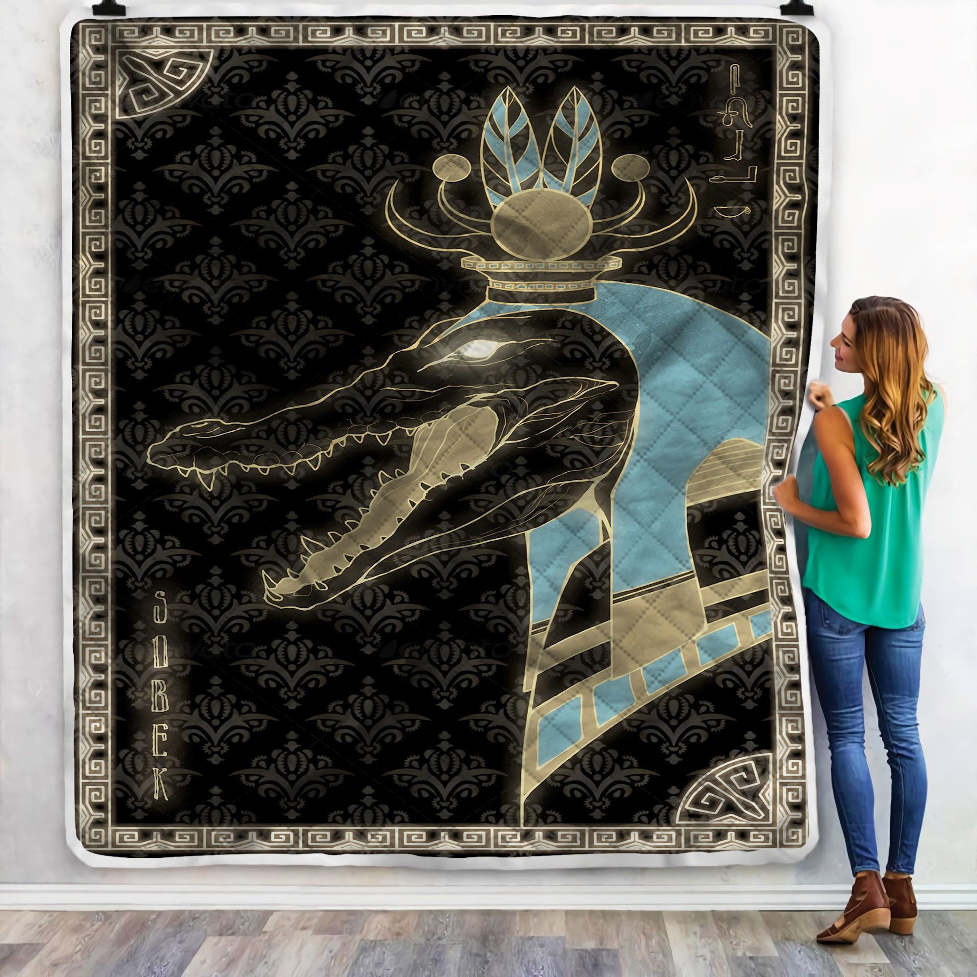 Ancient Egyptian Sobek Gods Sherpa Fleece Blanket