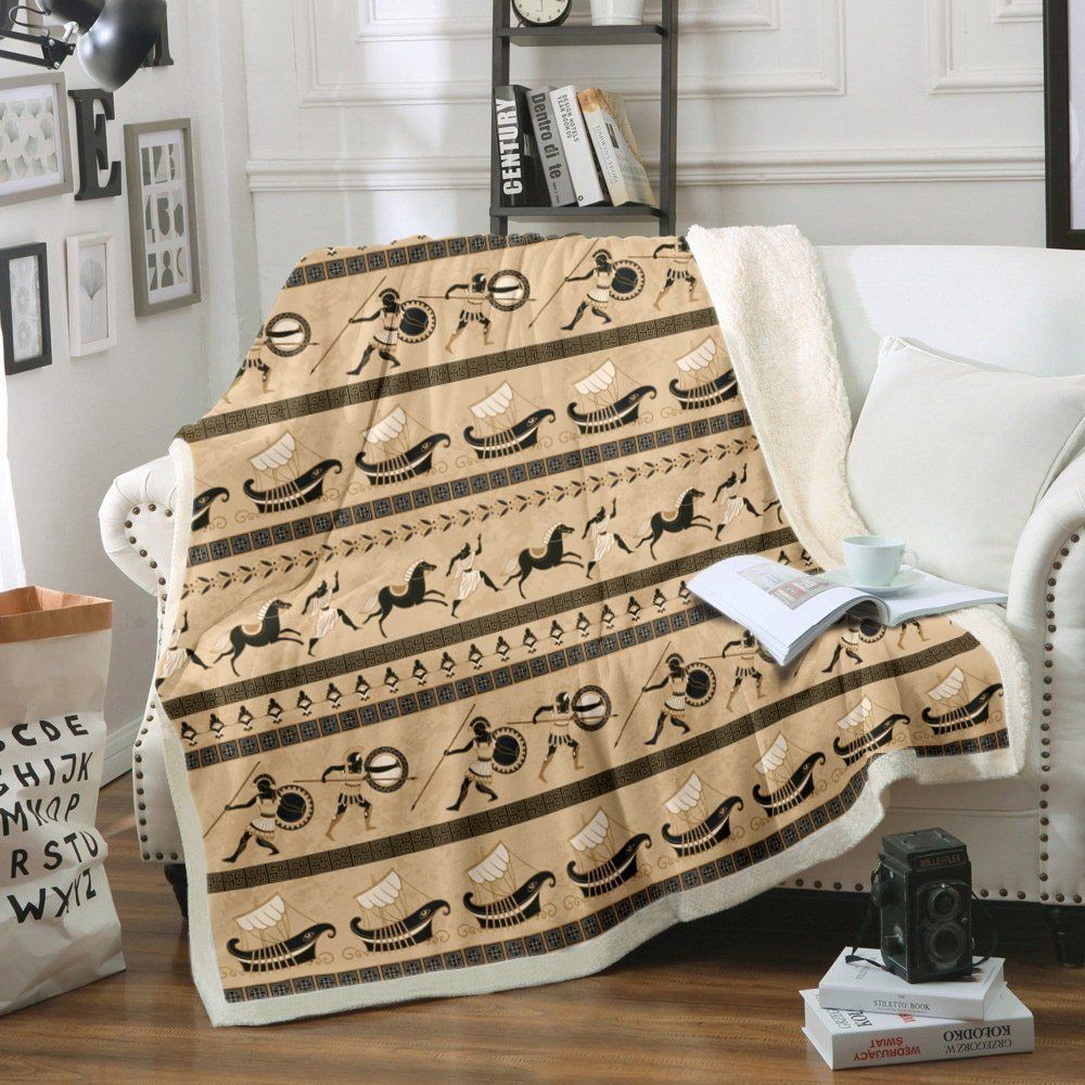 Ancient Greek Sherpa Fleece Blanket