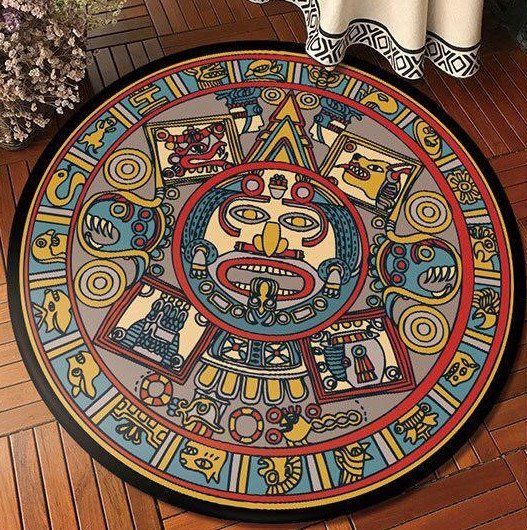 Ancient Primitive Round Carpet