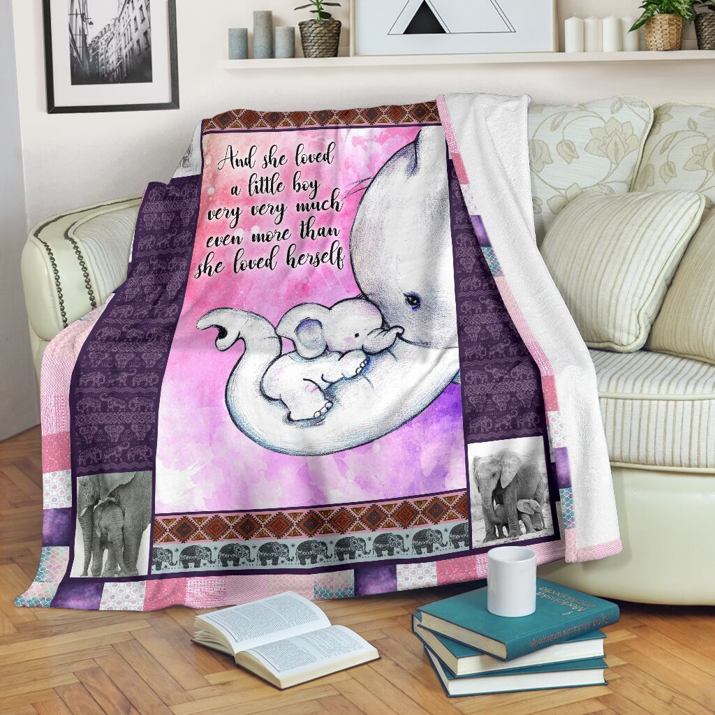 And She Loved A Little Boy Elephant Sherpa Fleece Blanket