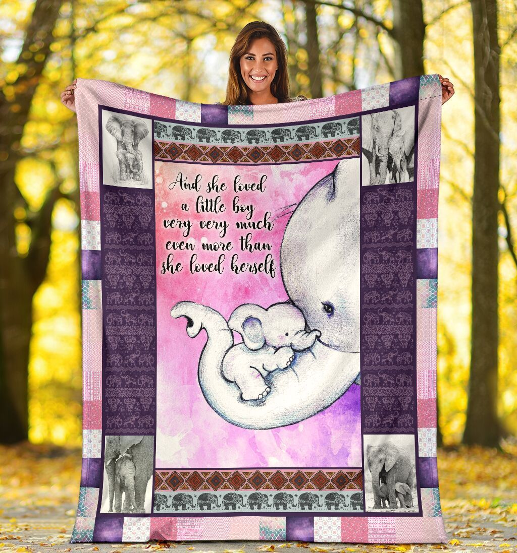 And She Loved A Little Boy Elephant Mom Fleece Blanket