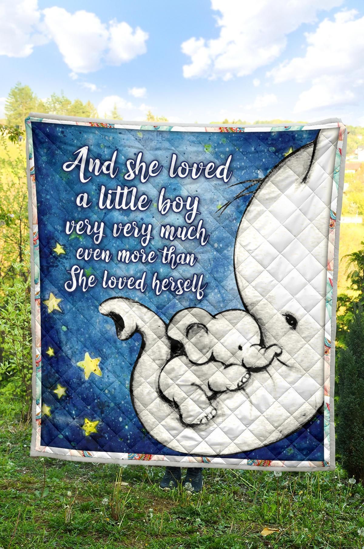And She Loved Little Girl Elephant Mom GS-CL-DT3006 Quilt Blanket