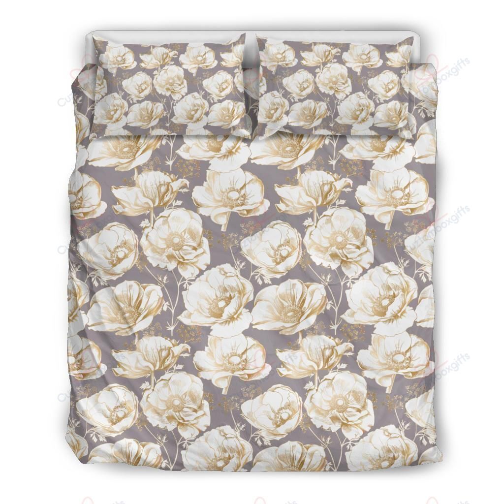 Anemone Golden Printed Bedding Set