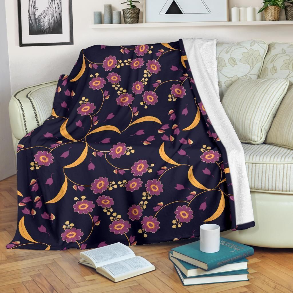 Anemone Pattern Print Design Soft Fleece Blanket