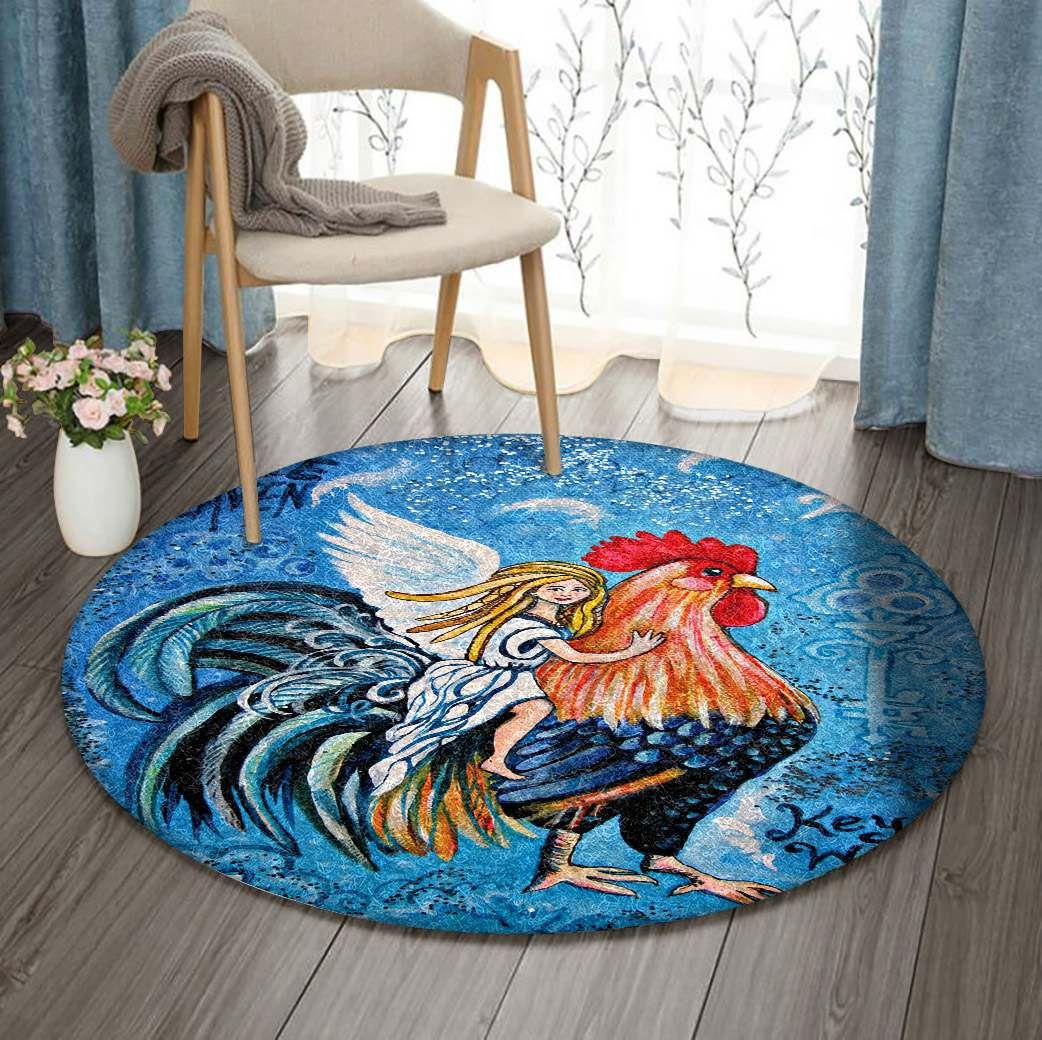 Angel And Chicken Round Carpet