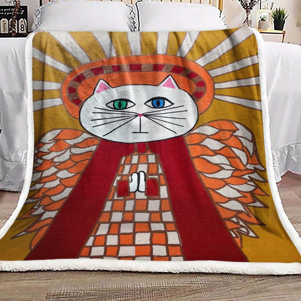 Angel Cat Sherpa Fleece Blanket
