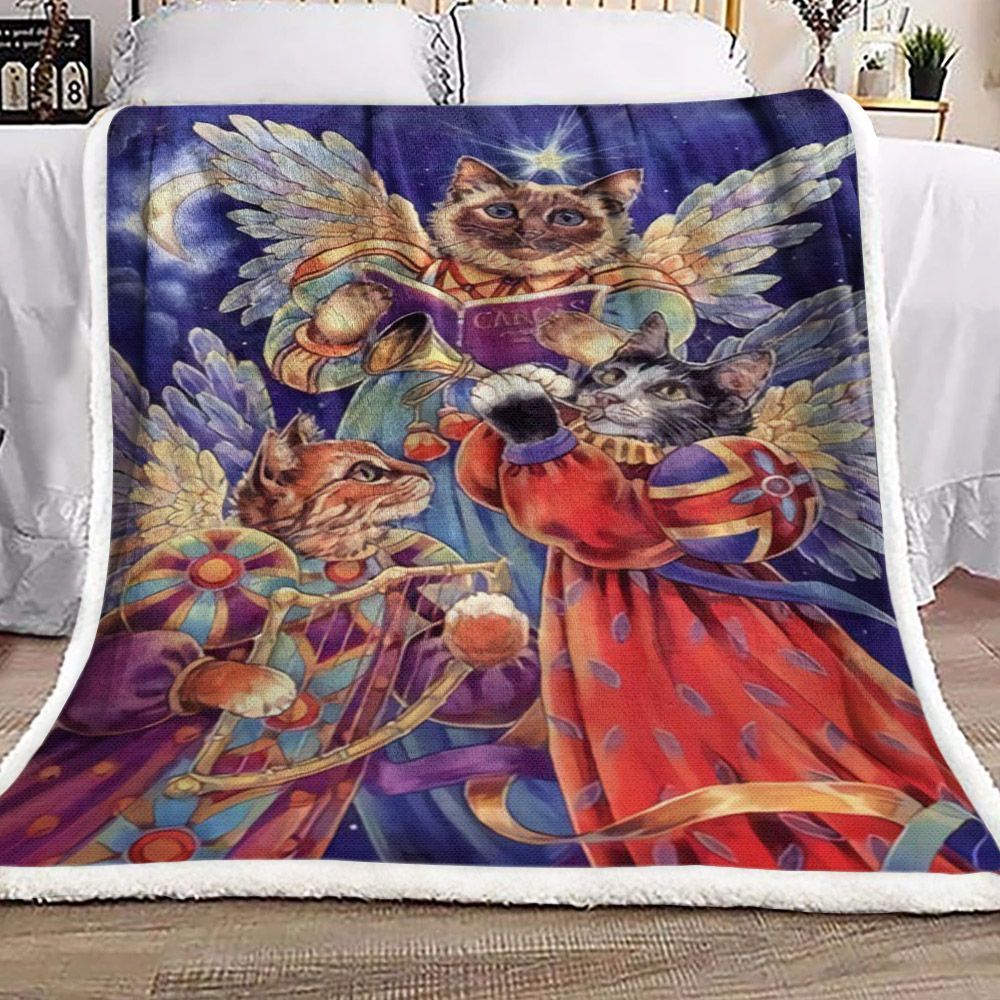 Angel Cat Sherpa Fleece Blanket