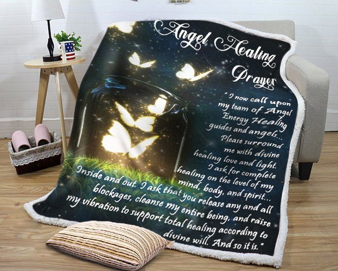 Angel Healing Prayer Sherpa Fleece Blanket
