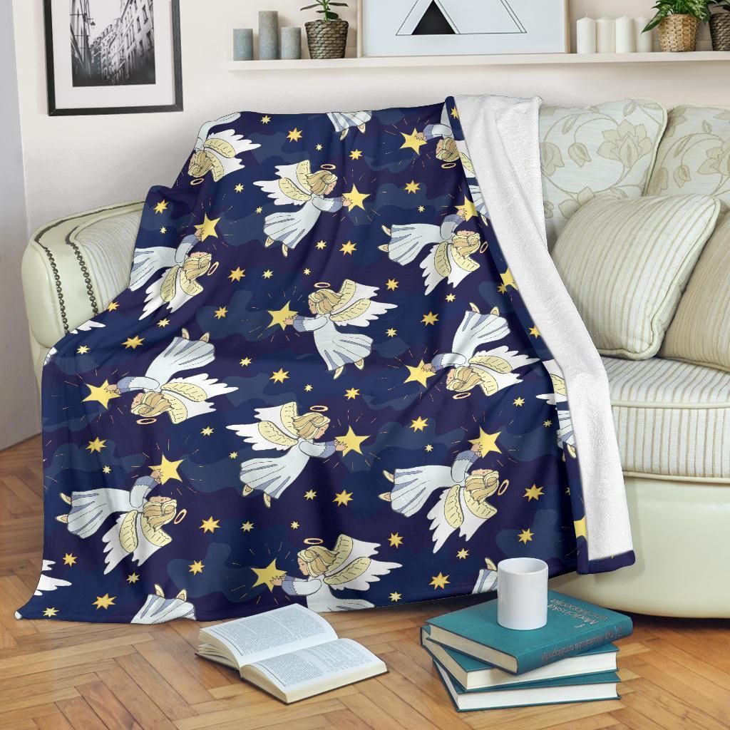 Angel Pattern Sherpa Fleece Blanket