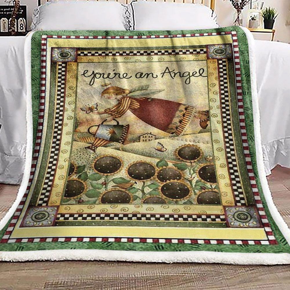 Angel Sunflower Sherpa Fleece Blanket