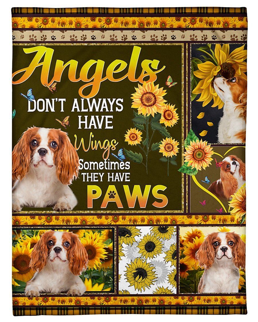 Angels Sometimes Have Paws Sunflowers Giving Dog Lovers Fleece Blanket Fleece Blanket