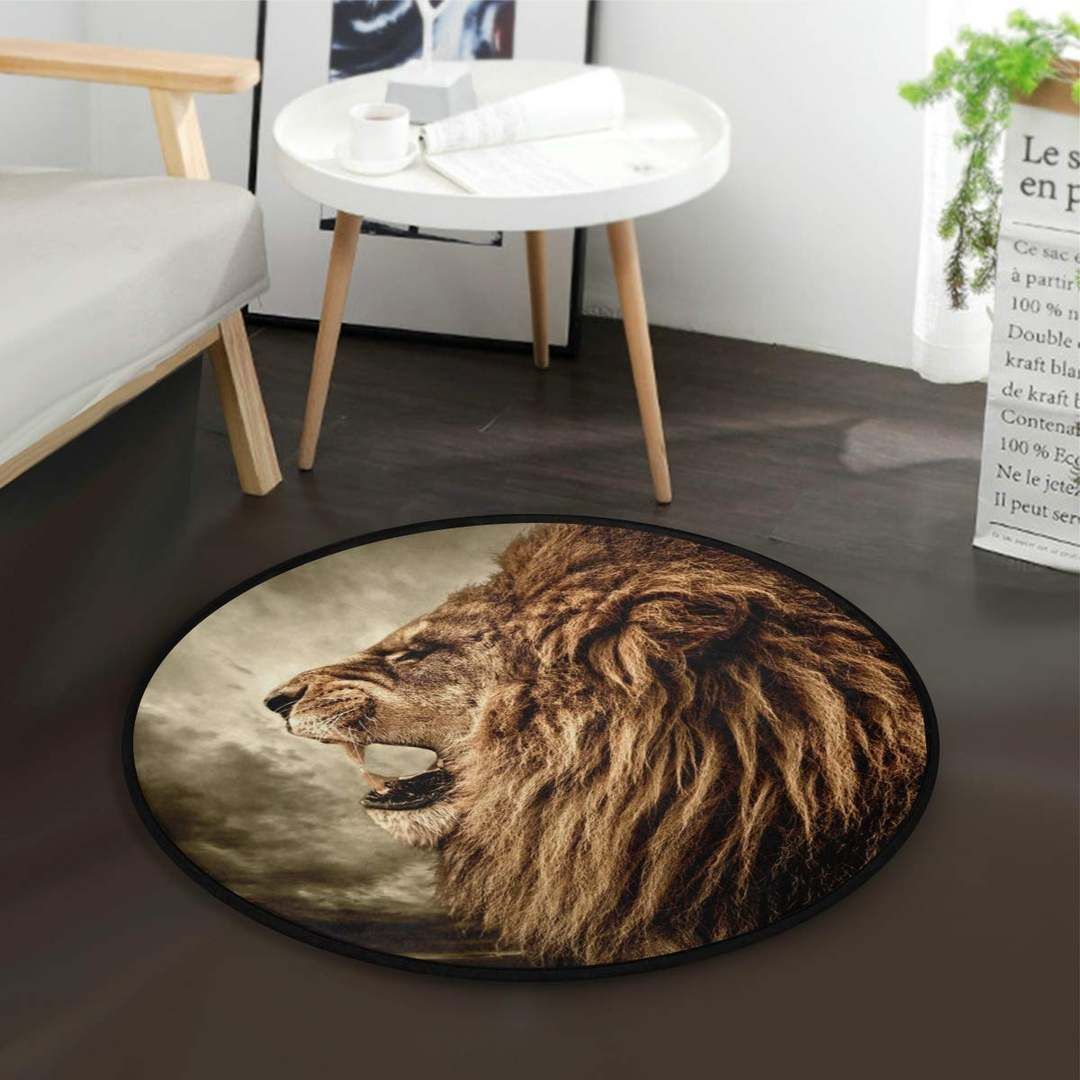Angry Lion Round Carpet