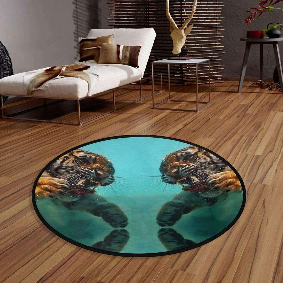 Angry Tiger Round Carpet