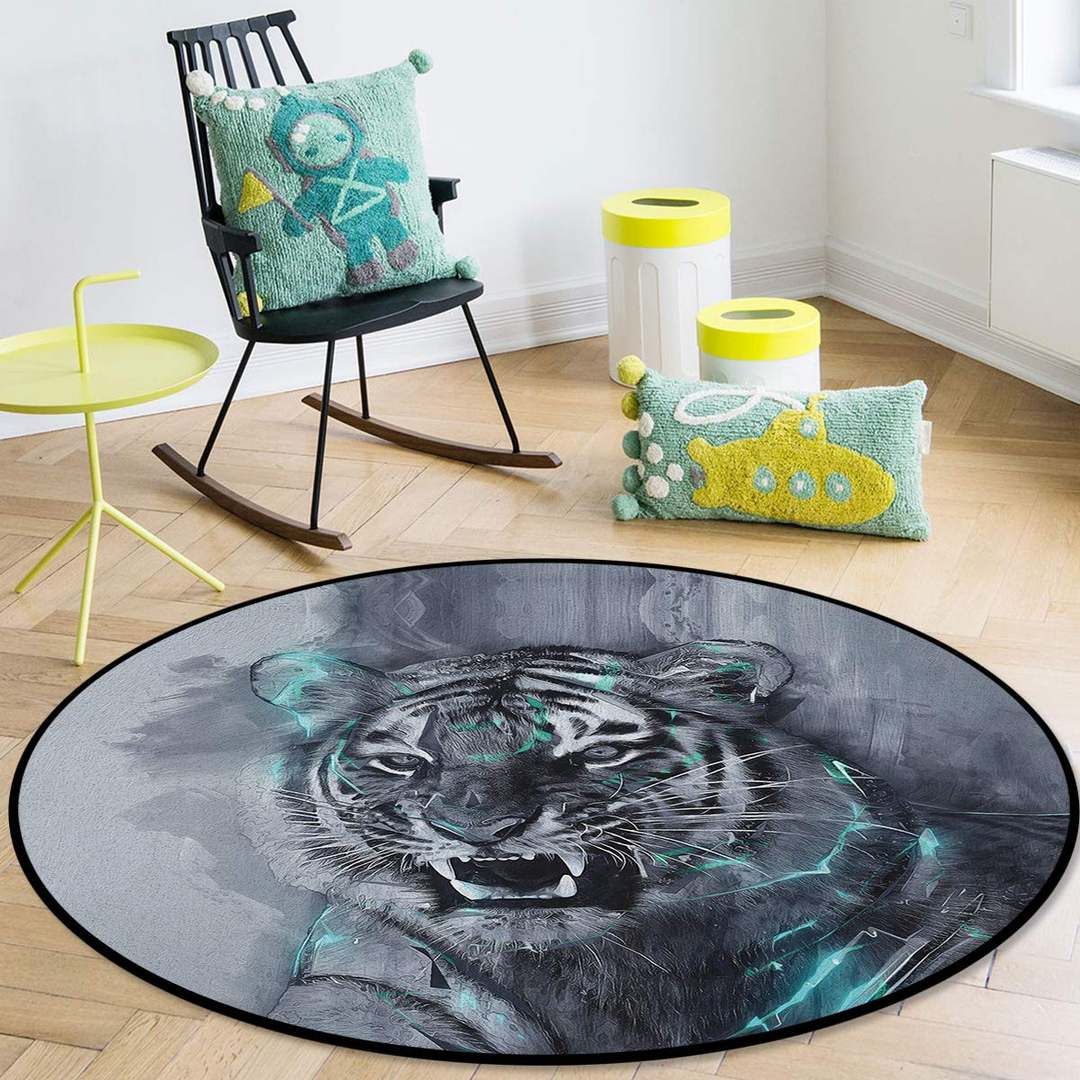 Angry Tiger Round Carpet