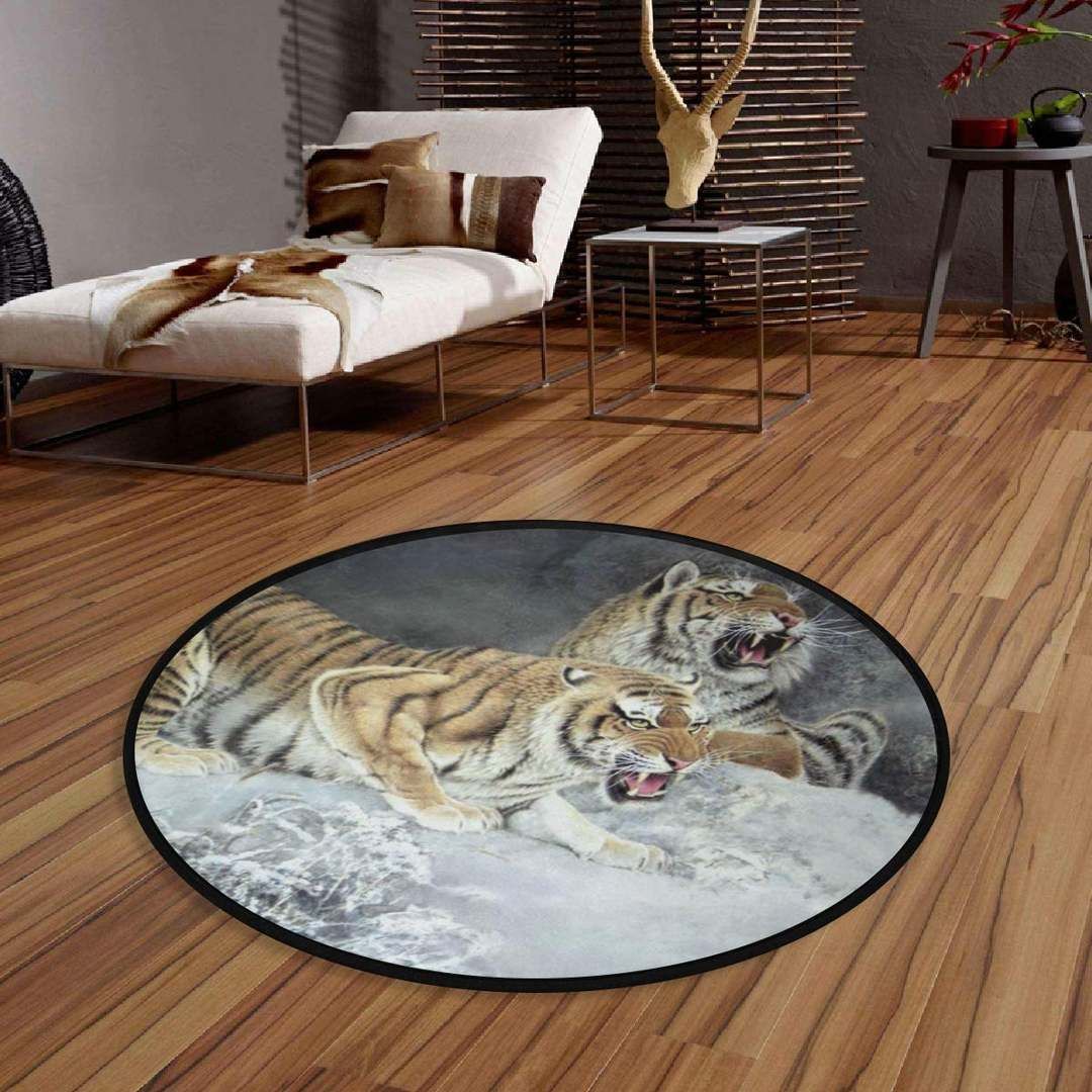 Angry Tigers Round Carpet