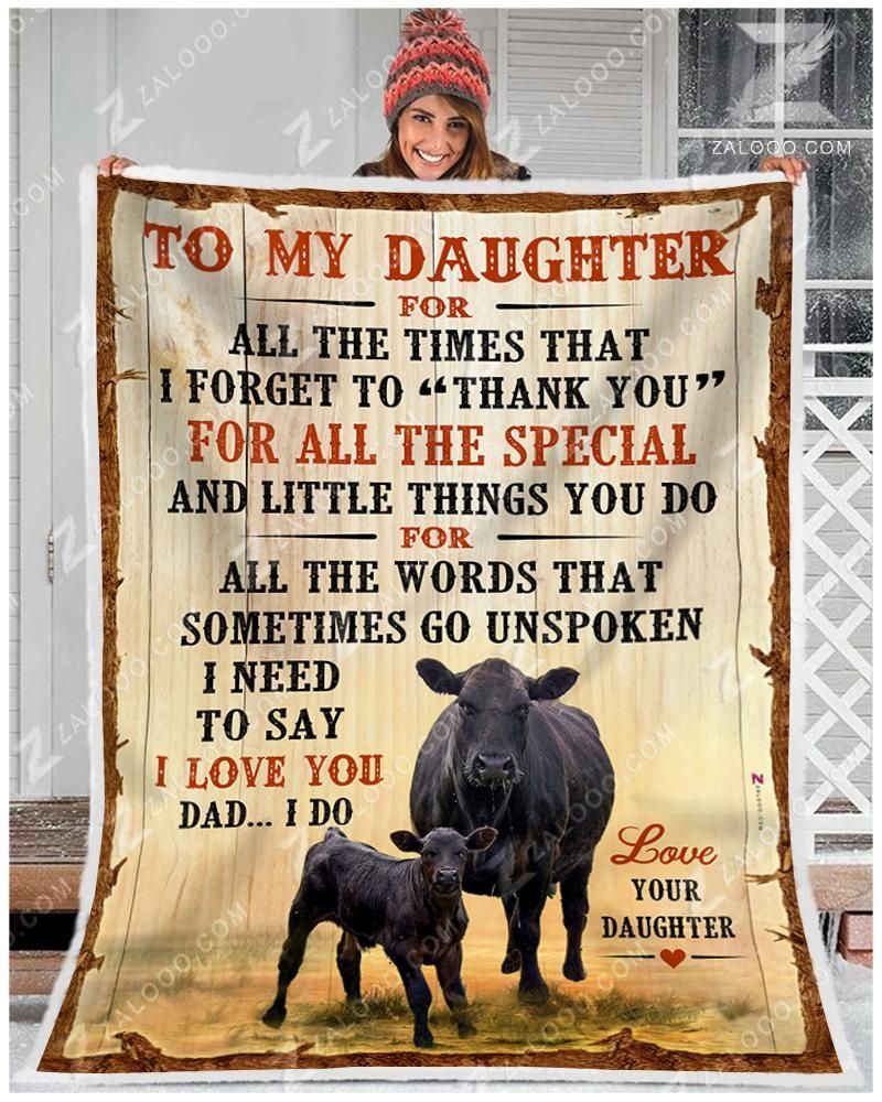 Angus Cow To My Dad I Love You Sherpa Fleece Blanket