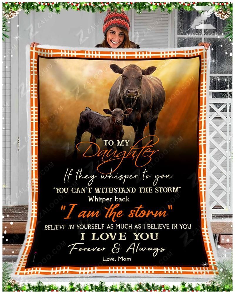 Angus Cow To My Daughter I Love You2 Sherpa Fleece Blanket