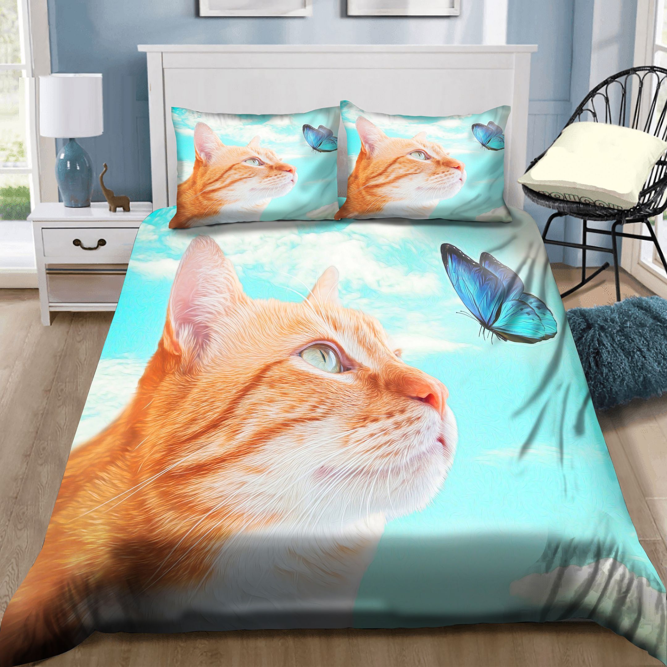 Animal Cat And Butterfly Bedding Set