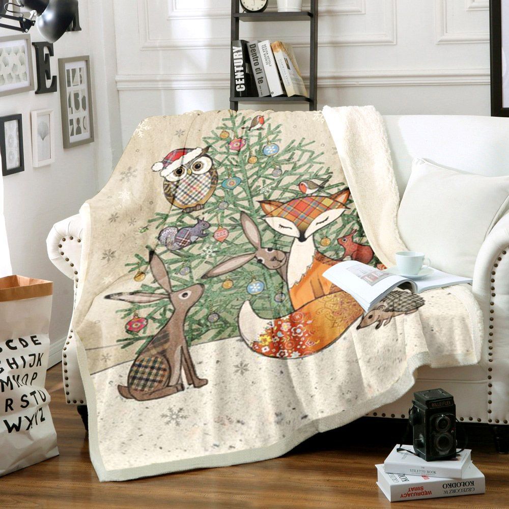 Animal Christmas Sherpa Fleece Blanket