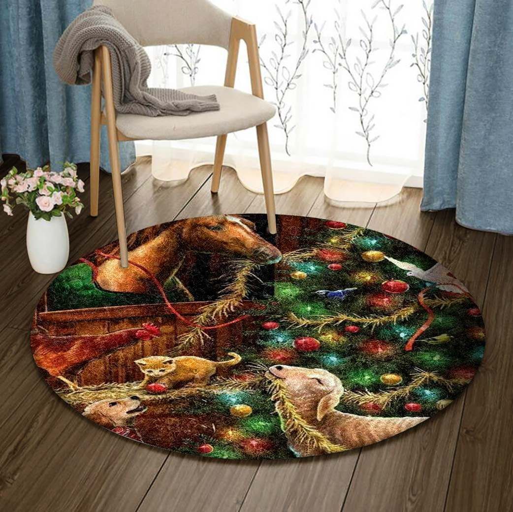 Animal Christmas Round Carpet