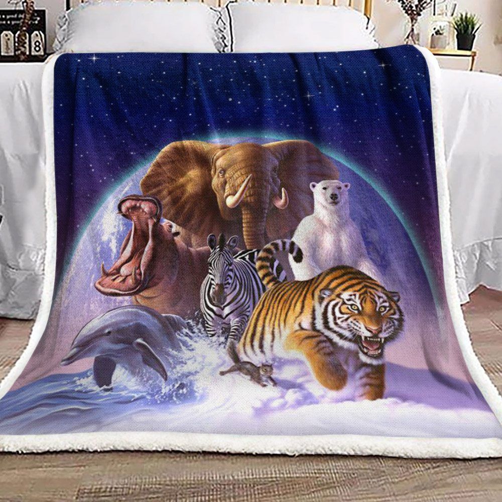 Animal Magic Sherpa Fleece Blanket
