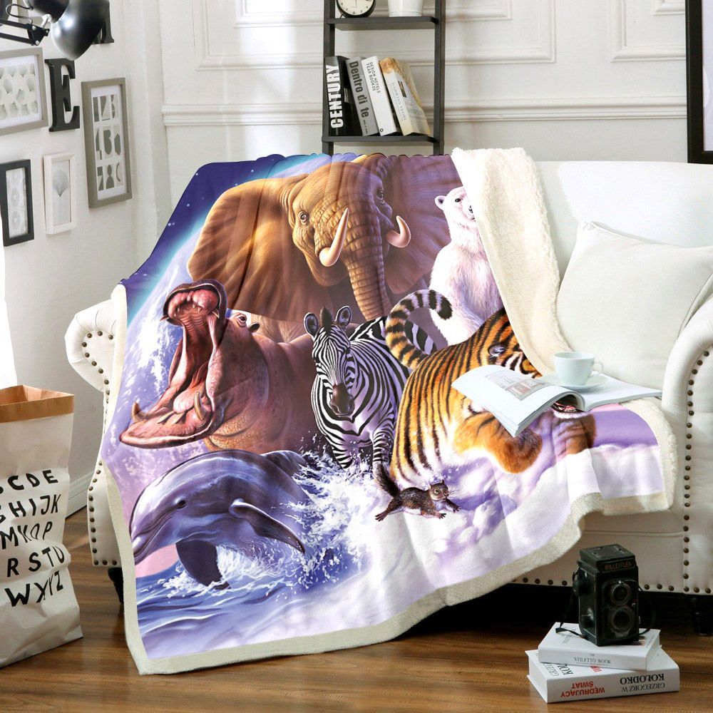 Animal Sherpa Fleece Blanket