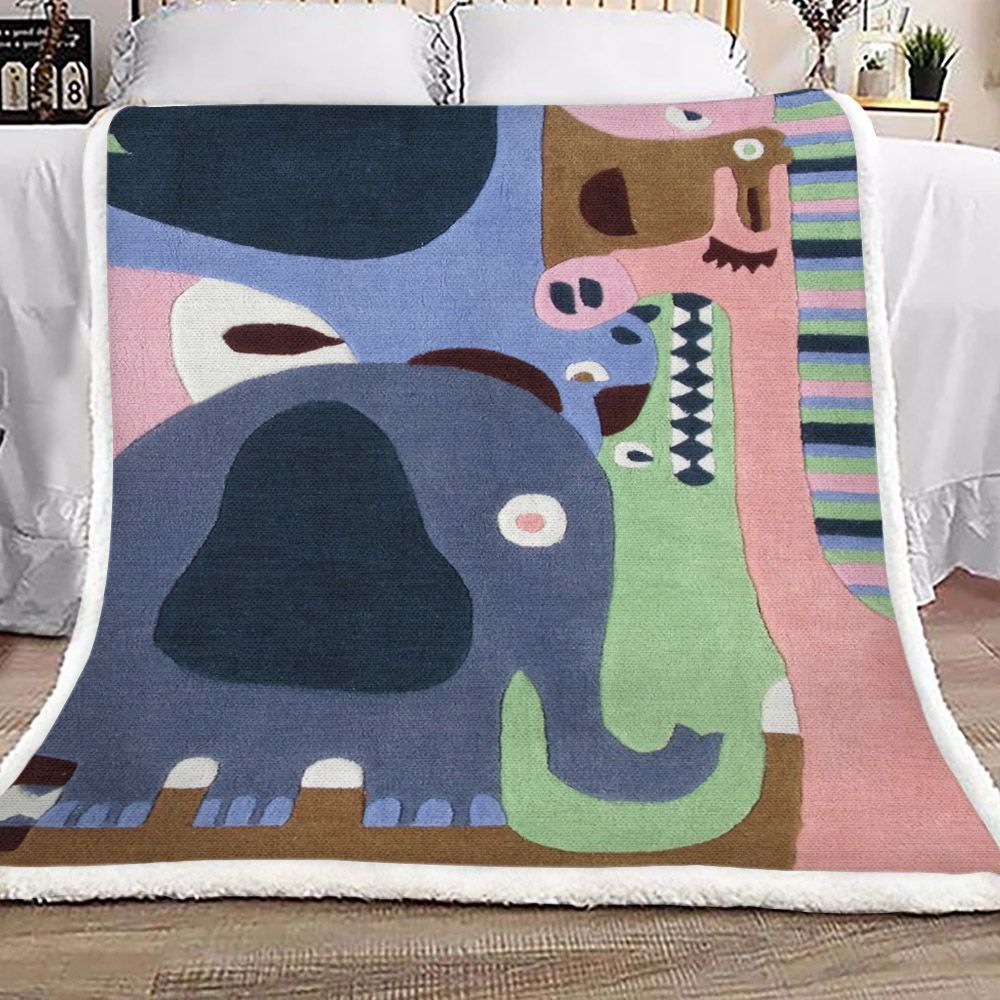 Animal Patchwork 0711235F Sherpa Fleece Blanket