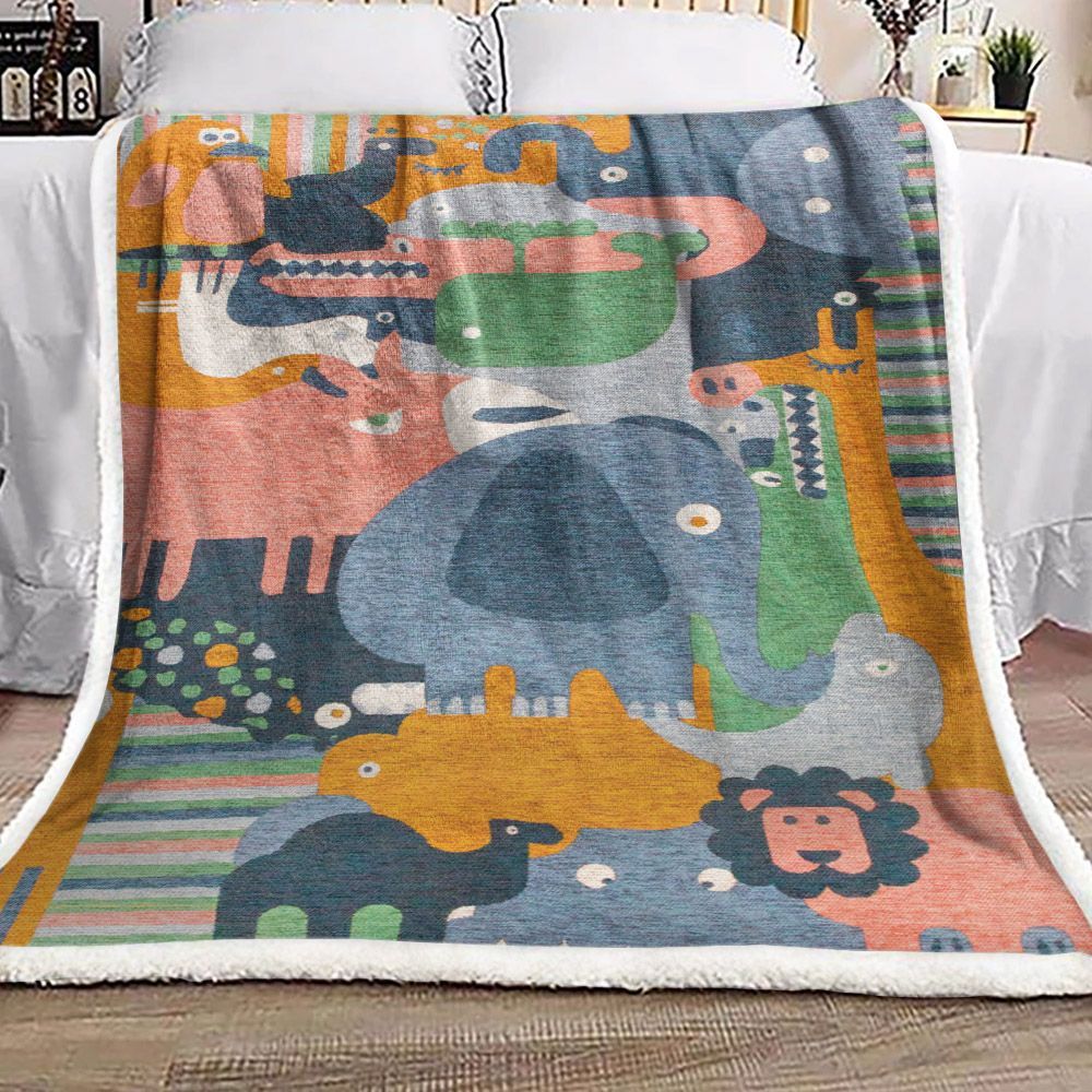 Animal Puzzle Kid Sherpa Fleece Blanket