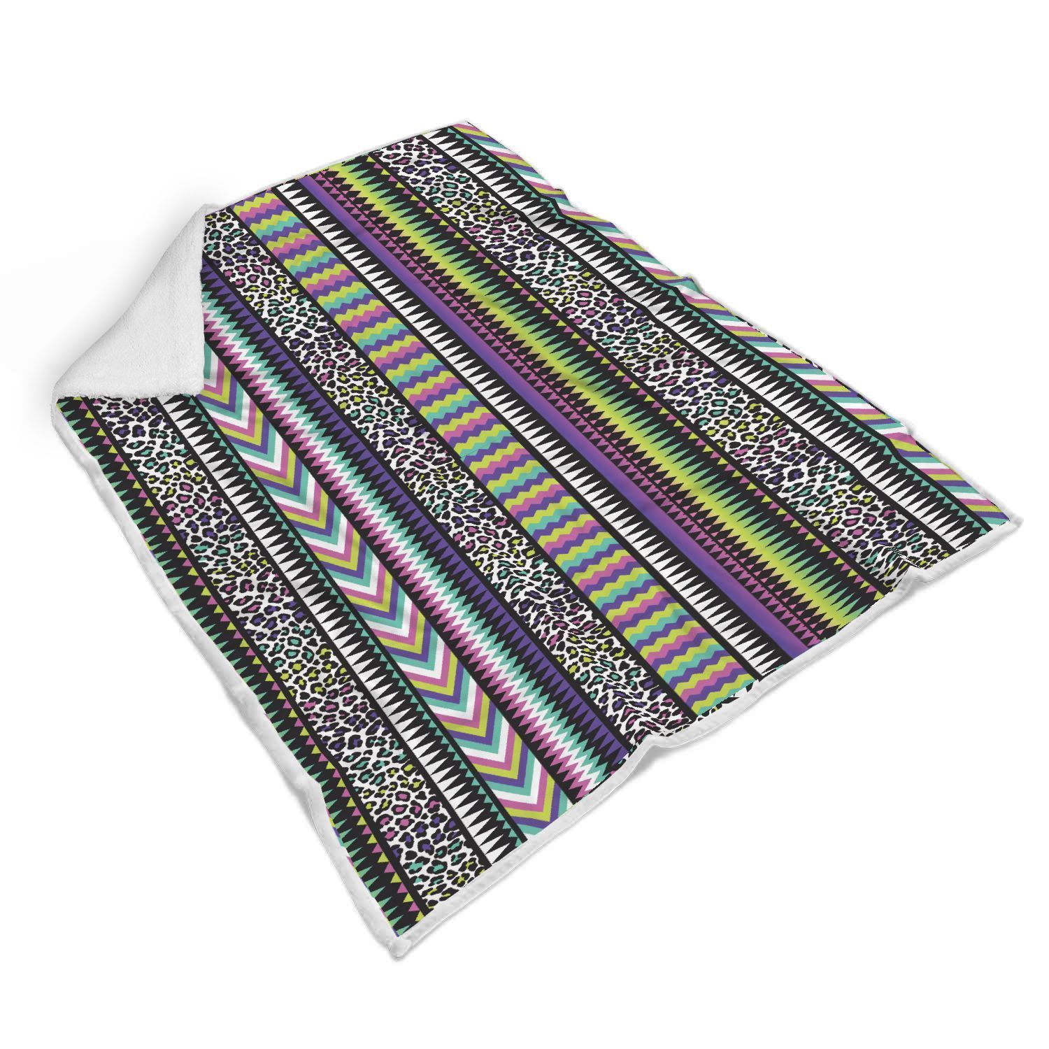 Animal Skin Aztec Rainbow Sherpa Fleece Blanket