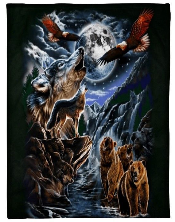 Animal Spirit Sherpa Fleece Blanket