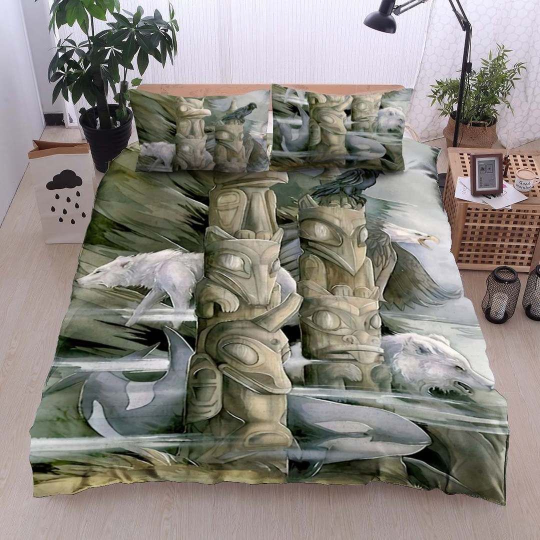 Animal Totem Dolphin Bear Wolf Eagle And Raven Bedding Set