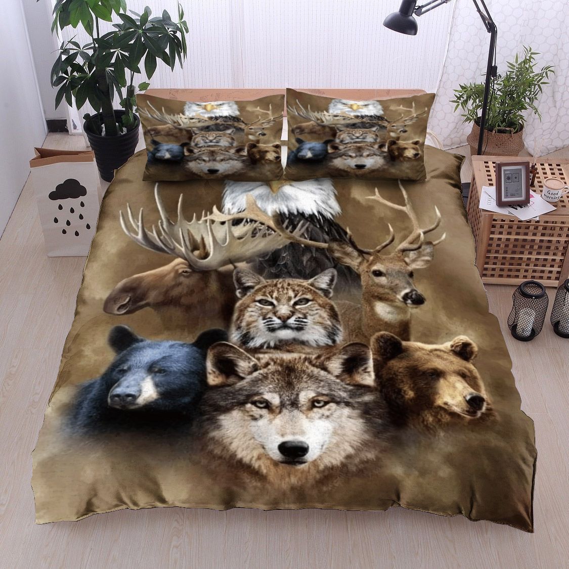 Animal Wolf Bear Cat Deer Bedding Set