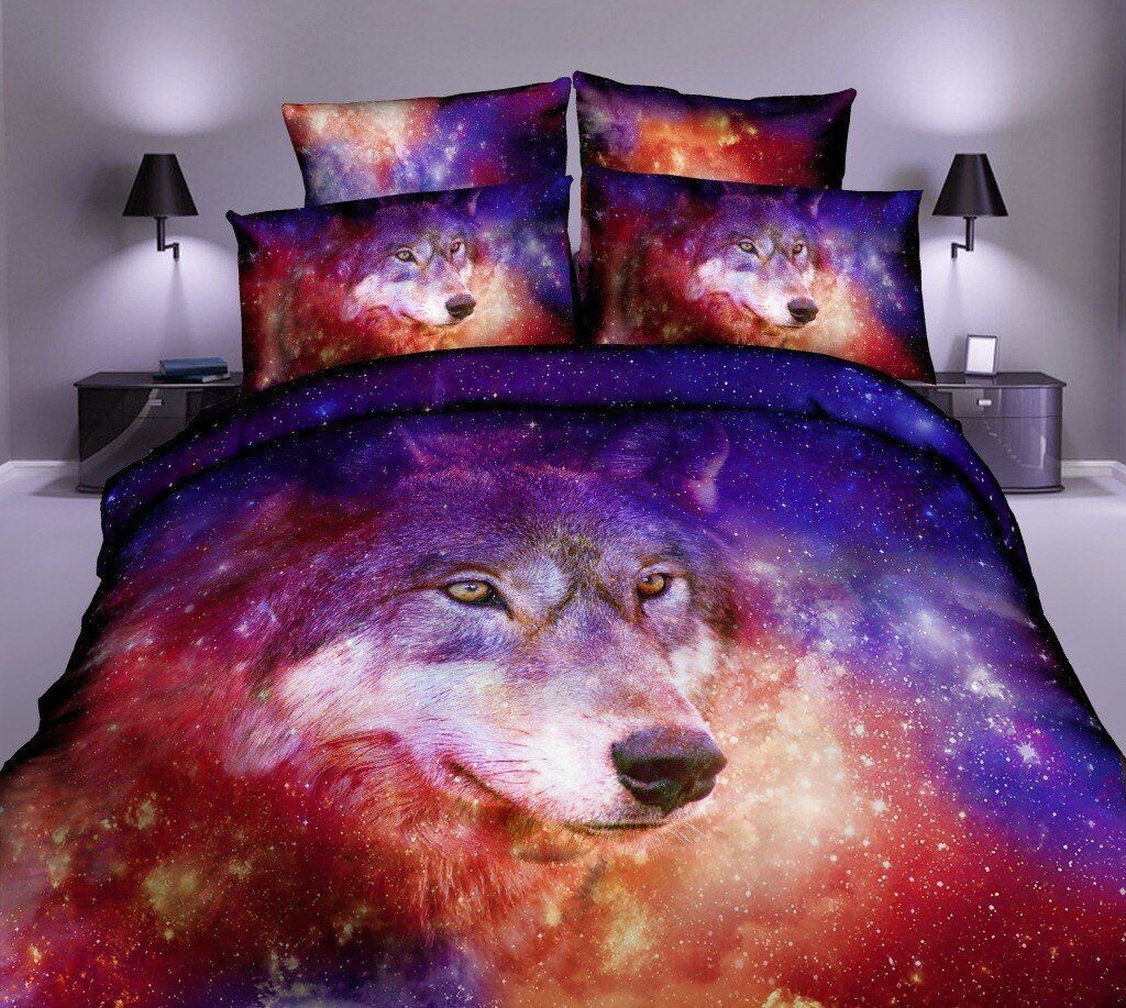 Animal Wolf Galaxy Starry Sky Bedding Set