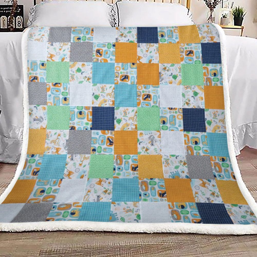Animal Zoo Gold Sherpa Fleece Blanket