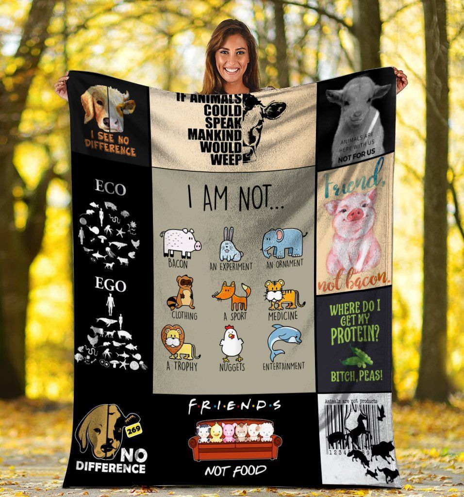 Animals Are Friends Not Food Vegan Vegetarian Sherpa Fleece Blanket