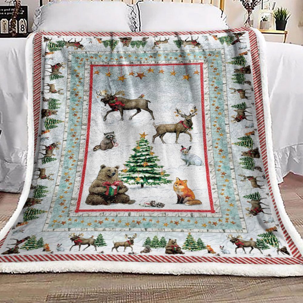 Animals Christmas Sherpa Fleece Blanket