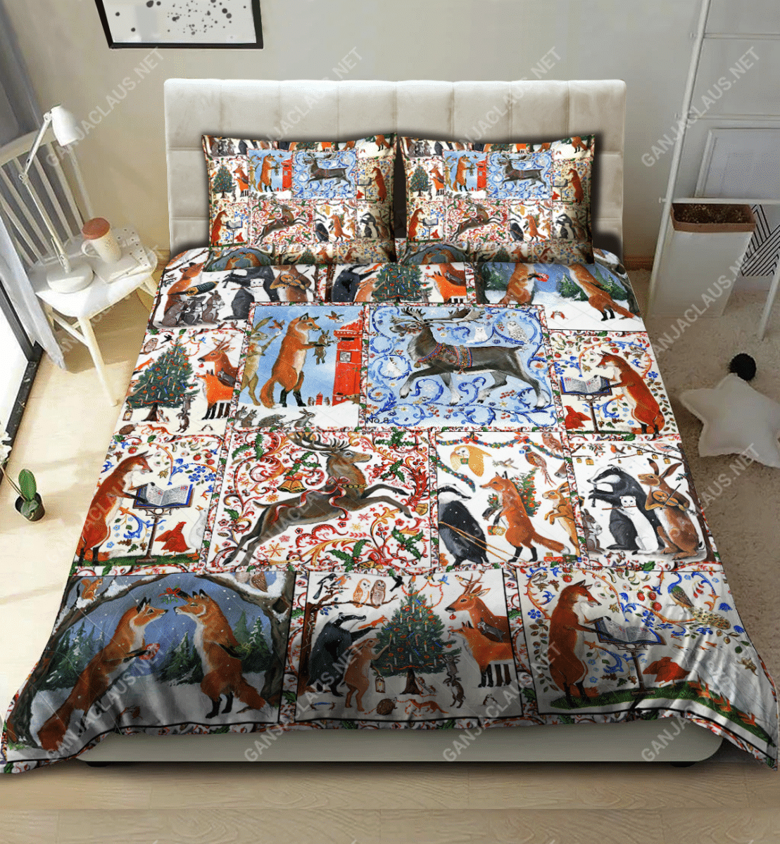 Animals Enjoy Christmas In Forest Bedding Set