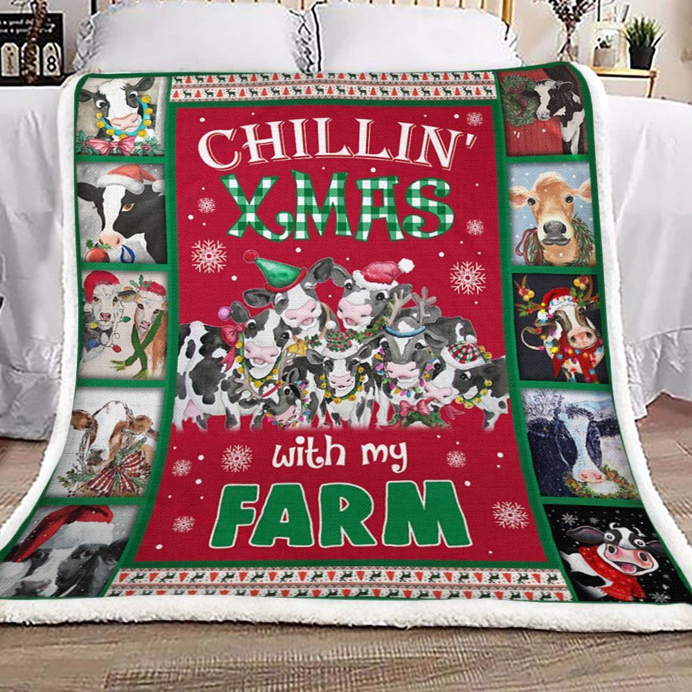 Animals Farm Xmas Sherpa Fleece Blanket