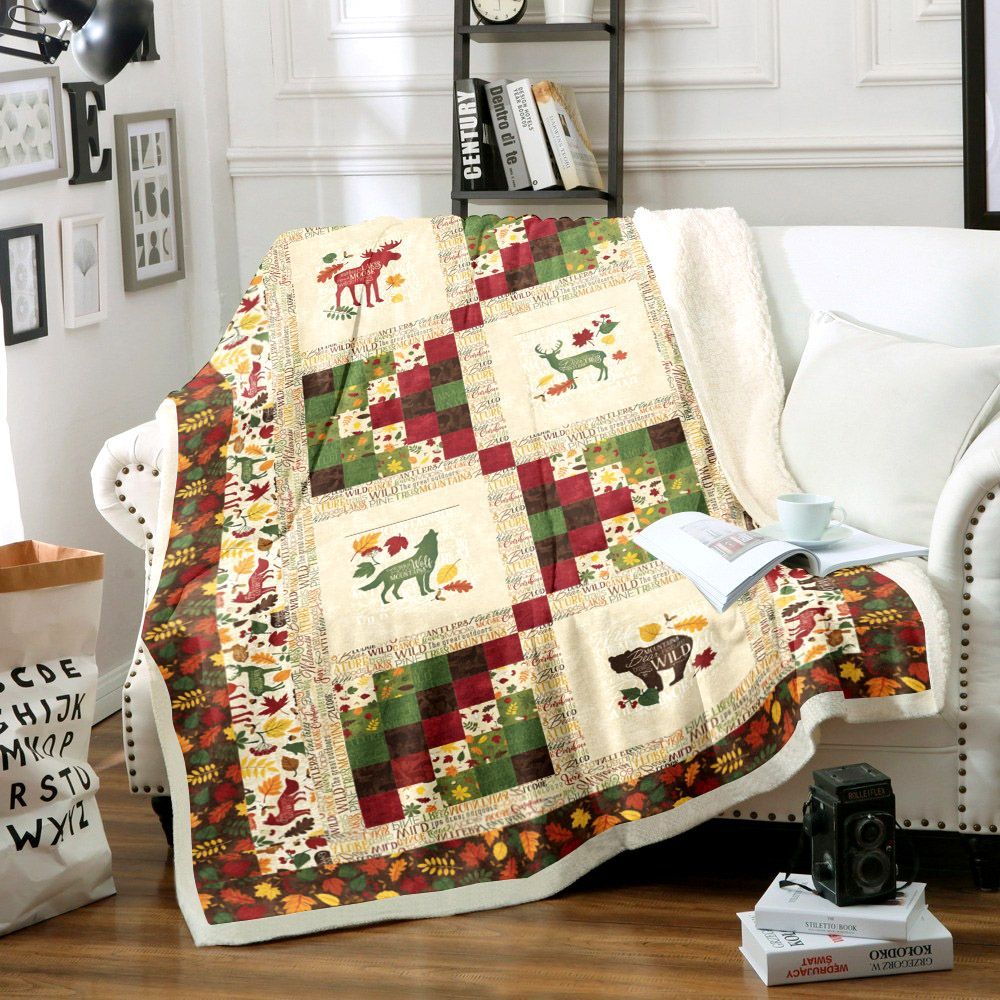 Animals In Forest Sherpa Fleece Blanket