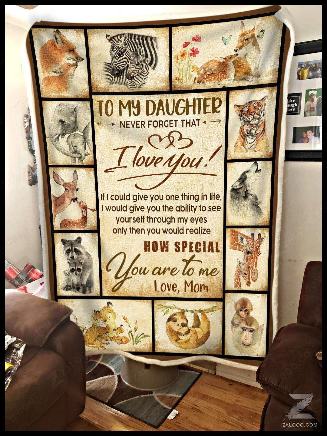 Animals To My Daughter Sherpa Fleece Blanket